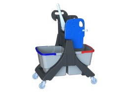 Çift Kovalı Araba Gri Renk Küçük Kovasız Paspas Arabası - STAFF