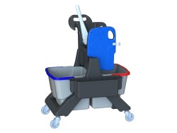 Küçük Kovalı Çift Kovalı Araba Gri Renk Paspas Arabası - STAFF